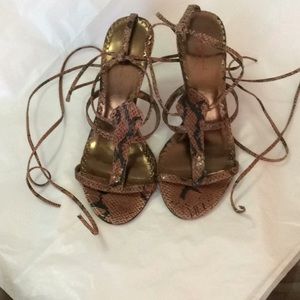 Stefani Snake Skin lace up leg sandals